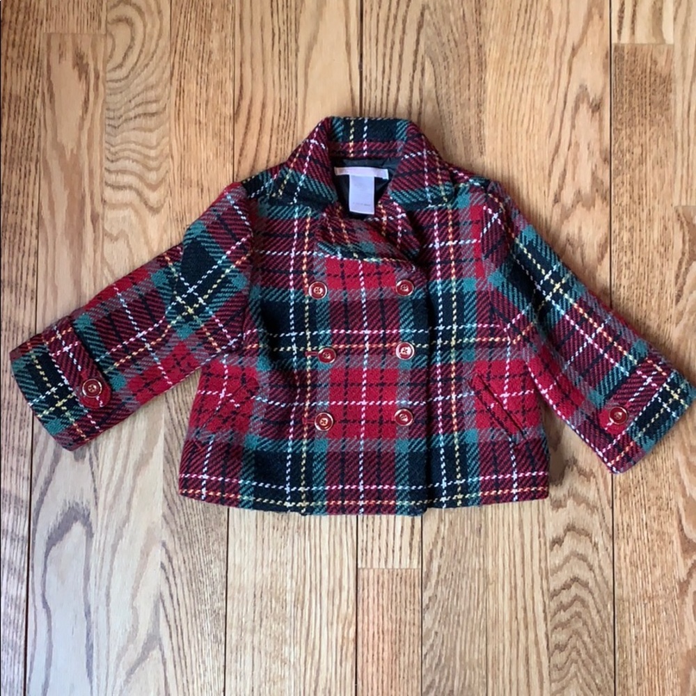 Janie and Jack Holiday Plaid Peacoat 6-12m